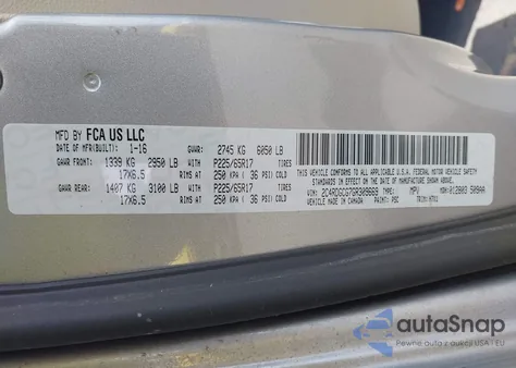 2016 Dodge Grand Caravan Sxt из США, поврежденный, VIN 2C4RDGCG7GR309669